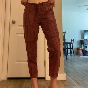 Prana red and white striped cotton joggers